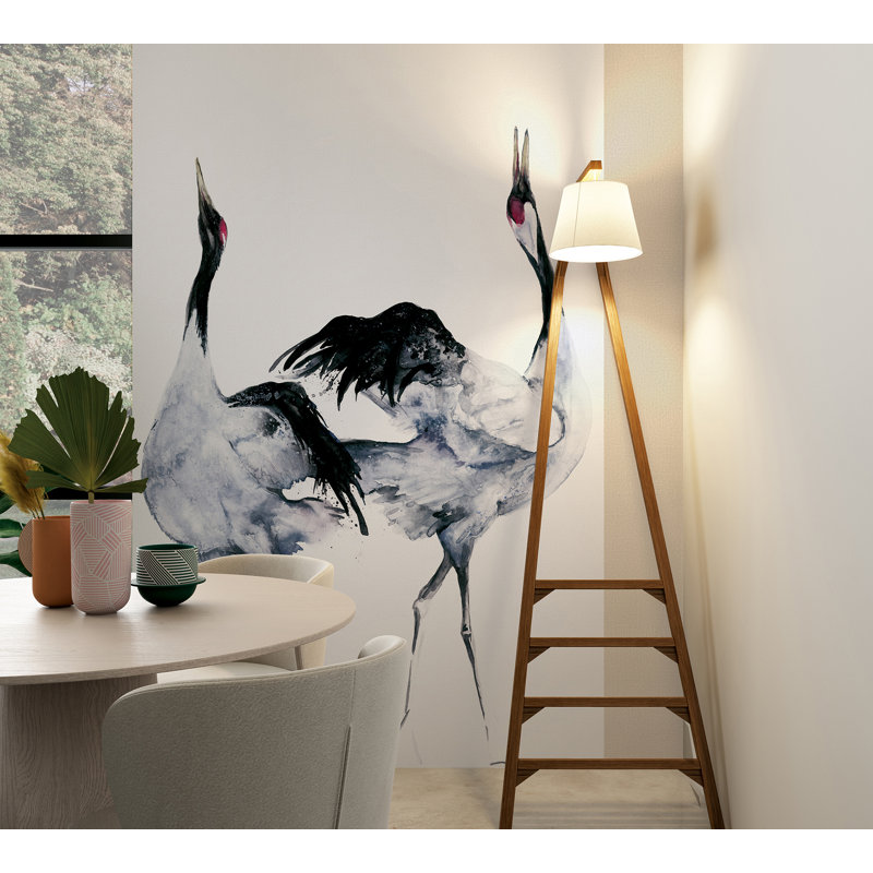 Amariyana Collection Painted Crane Wall Mural 159Cm