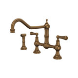 Edwardian™ Perrin and Rowe® Provence Two Handle Widespread Bridge Faucet with Side Spray Rinse