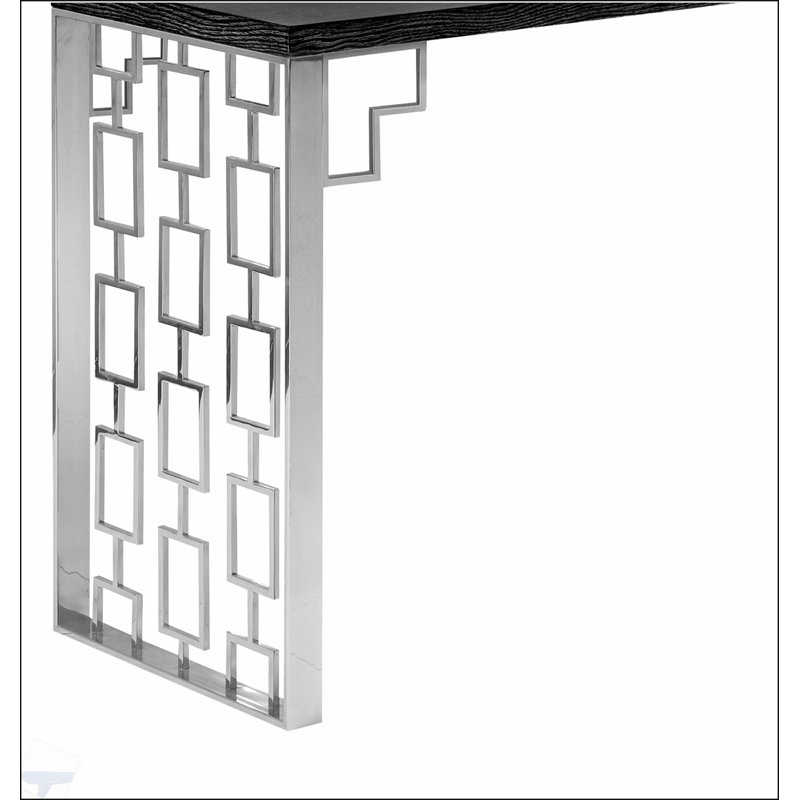 La console Xenith avec placage de frêne et acier inoxydable est parfaite pour les intérieurs modernes et pour un design peu encombrant.