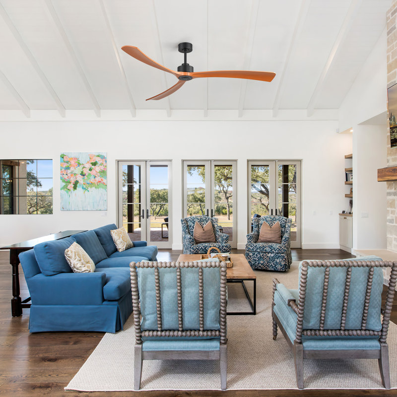 72"3-Blades Farmhouse Ceiling Fan With Remote,Reversible Dc Motor