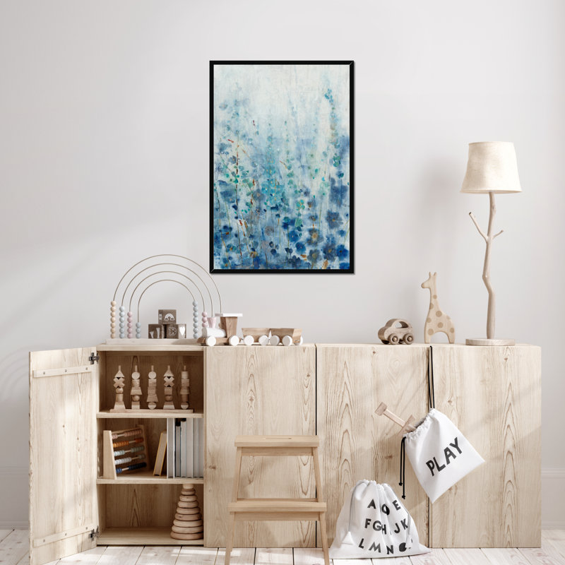 Misty Blooms I - Painting, Black Single Picture Framed Paper, 95cm H x 65cm W