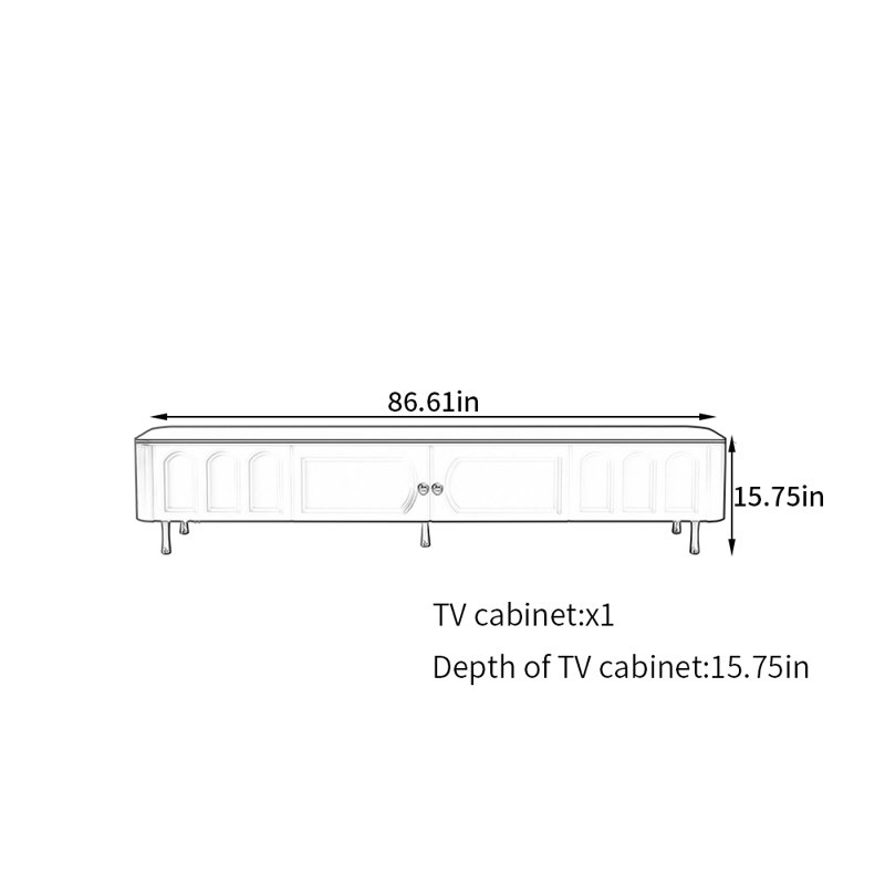Meuble télé de style français rétro, 86.61''