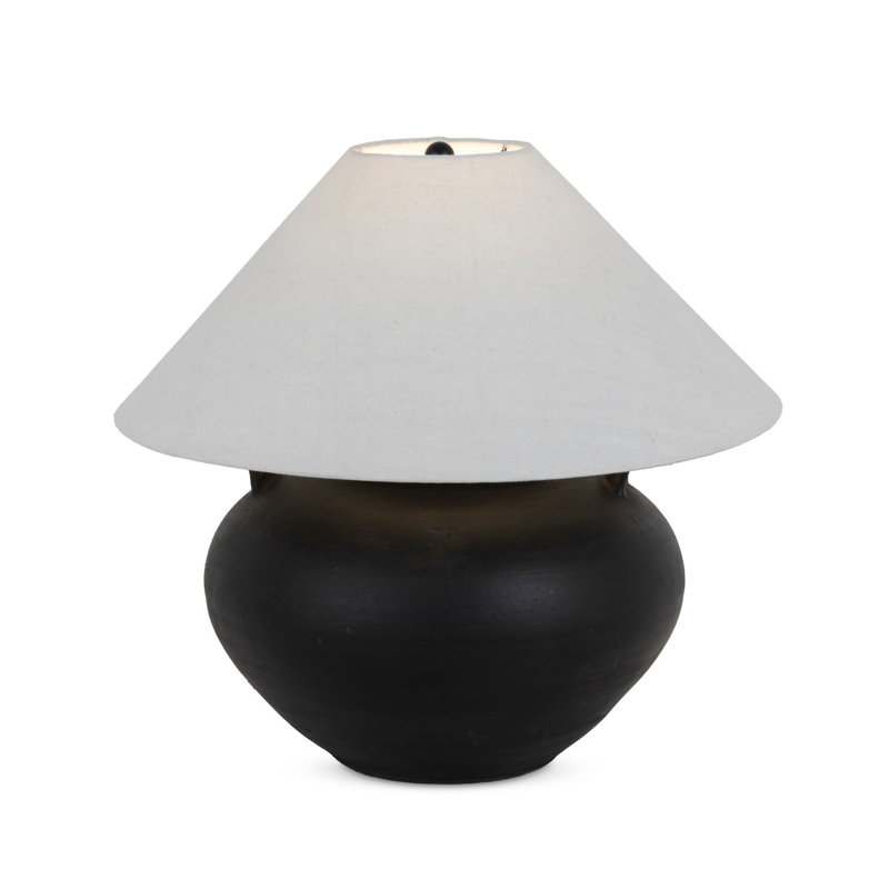 Civita Table Lamp, Aged Black Terracotta