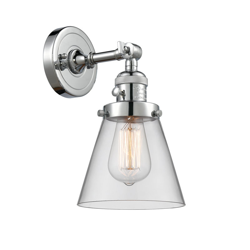 Applique murale 1 lumière Cone, Ampoule DEL rétro de 3,5 watts, Clair, Chrome poli
