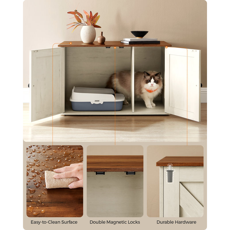 Litter Box Enclosure, Brown/White
