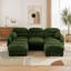 Canapé d'angle modulaire 3 places en tissu chenille confortable au design plissé, avec mousse ergonomique haute densité, 2 poufs et coussins ronds.-1816804297-1816804299