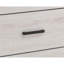 Table de chevet Coastal White à 2 tiroirs avec poignées bronze foncé mat, design rectangulaire élégant pour le rangement dans la chambre, 59,7 cm de hauteur x 55,5 cm de large x 41,6 cm de profondeur.