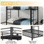 Lit carré superposé en fer carré, lit simple supérieur et lit double inférieur-1352860140