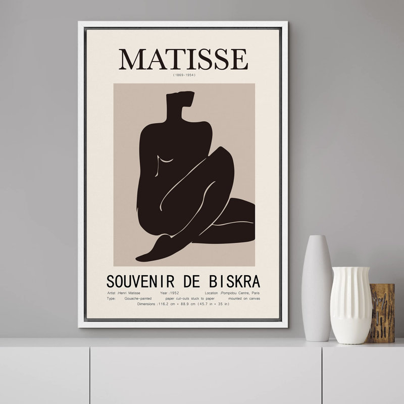 Oeuvre classique "Henri Matisse noir et brun clair, formes de personnes nues" sur, Blanc, H 36 po x l 24 po