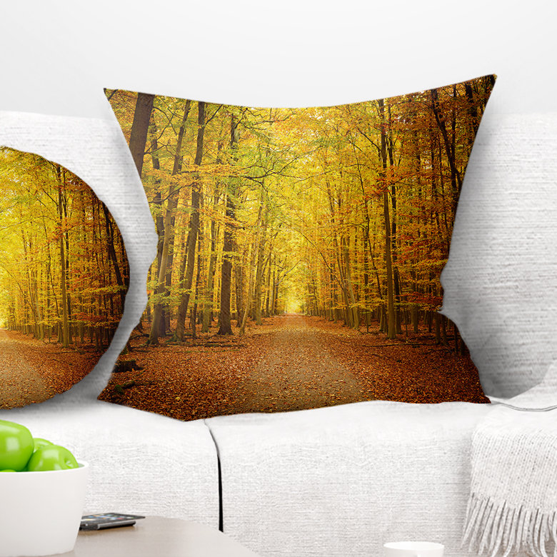 Oreiller de photographie dans un oreiller de forêt automne, 16 po x 1 po, Coussin décoratif