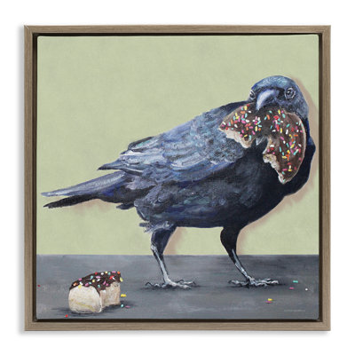 «Crow Eating Donut», art mural sur toile par Kamdon Kreations