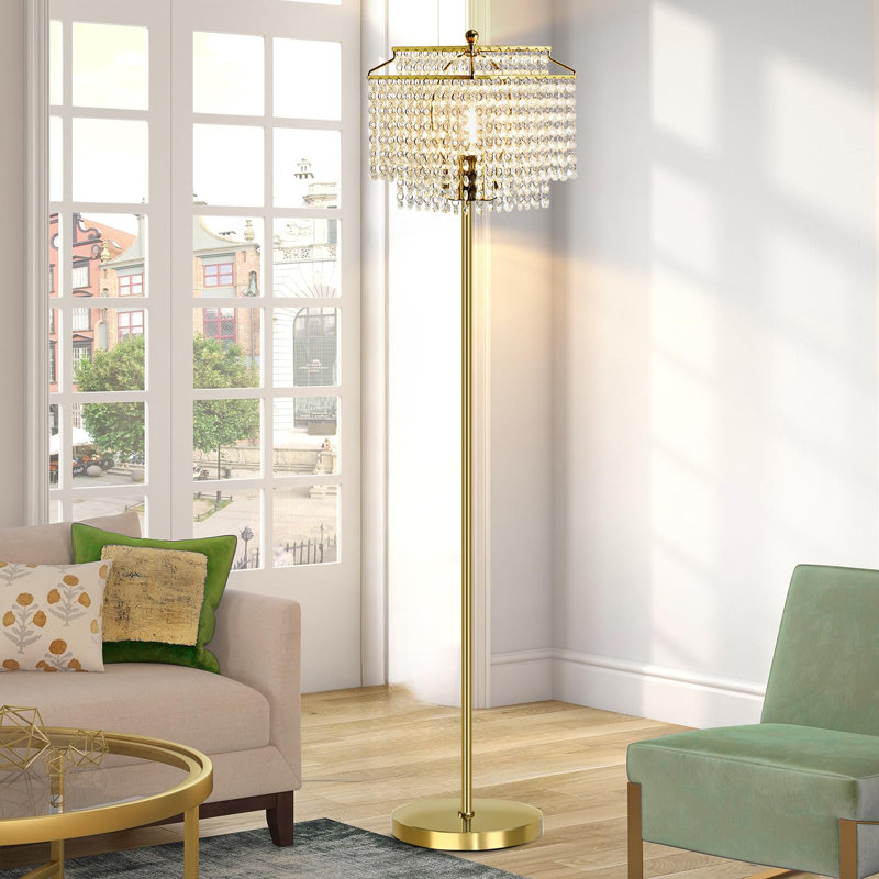 Yuriko 64'' Black Novelty Floor Lamp, Gold