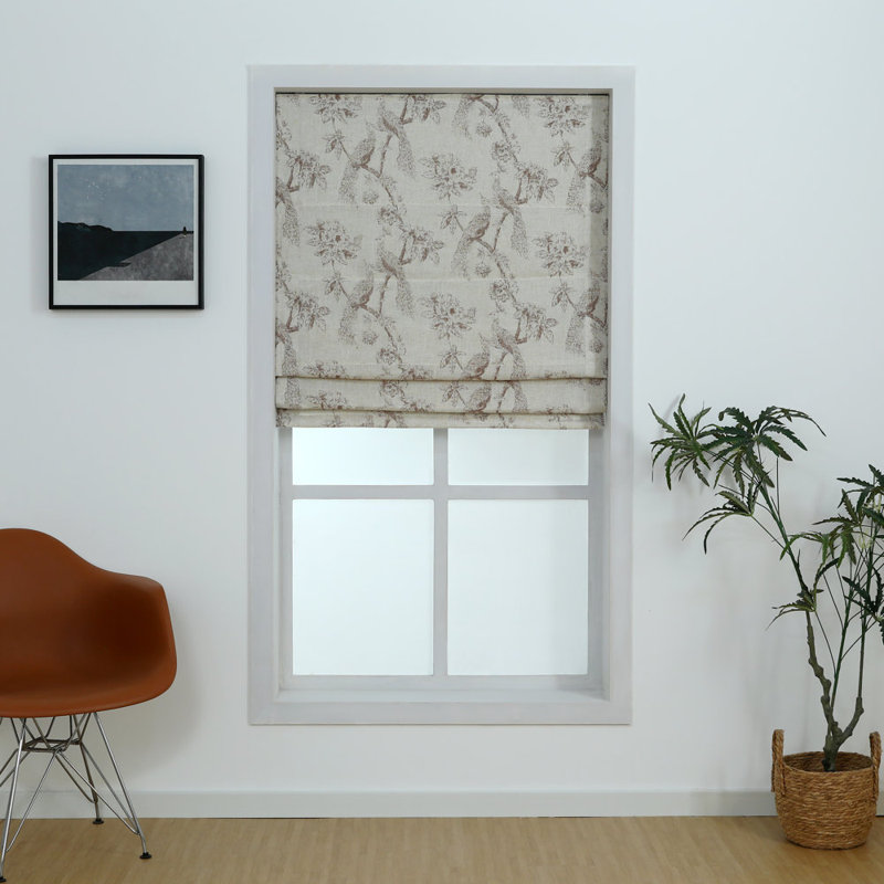 Mélange de lin ombre romaine 100% occultant à motif paon, L 31 po x H 64 po