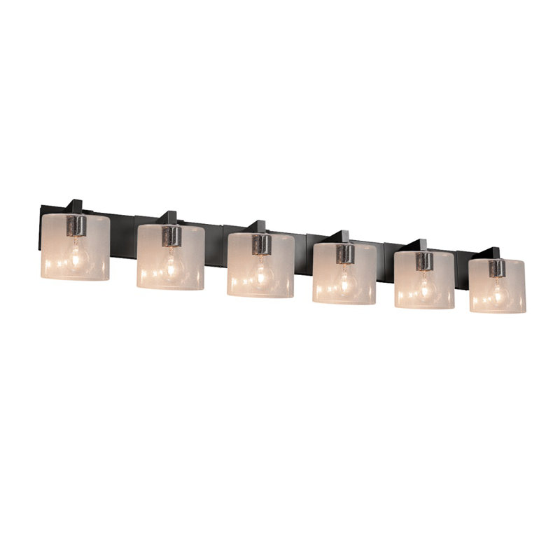 Bar modulaire à 6 lumières pour salle de bain fusion collection fusion-abat-jour Oval-nickel brossé-à graines, Semé, Noir mat
