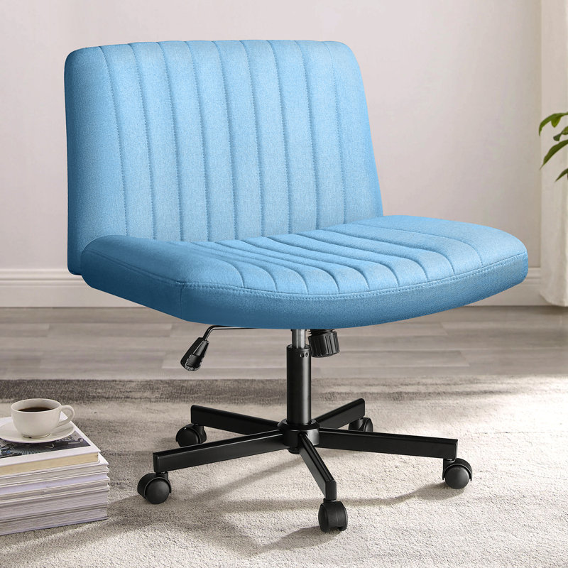 Chaise de travail pivotante en tissu Caelie, Bleu