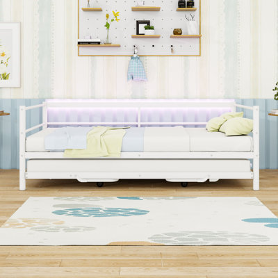 Twin Daybed with Twin Trundle and LED Light by Ebern Designs