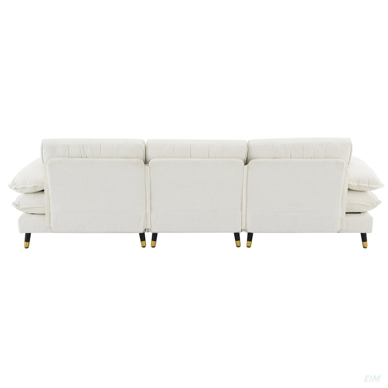 Canapé modulaire en L, canapé en tissu de chenille nuage (modulaire), Chenille blanche