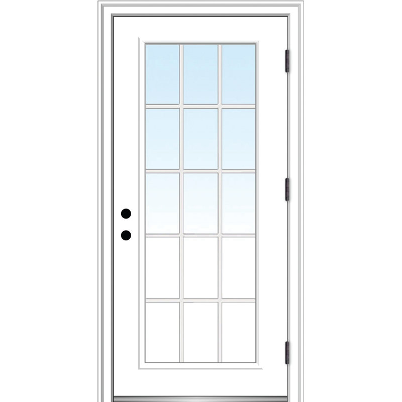 Porte d'entrée interne pré-montée en verre apprêté, S'ouvre à gauche vers l'extérieur, H 80 po x l 30 po x P 1,75 po, 4,56 po
