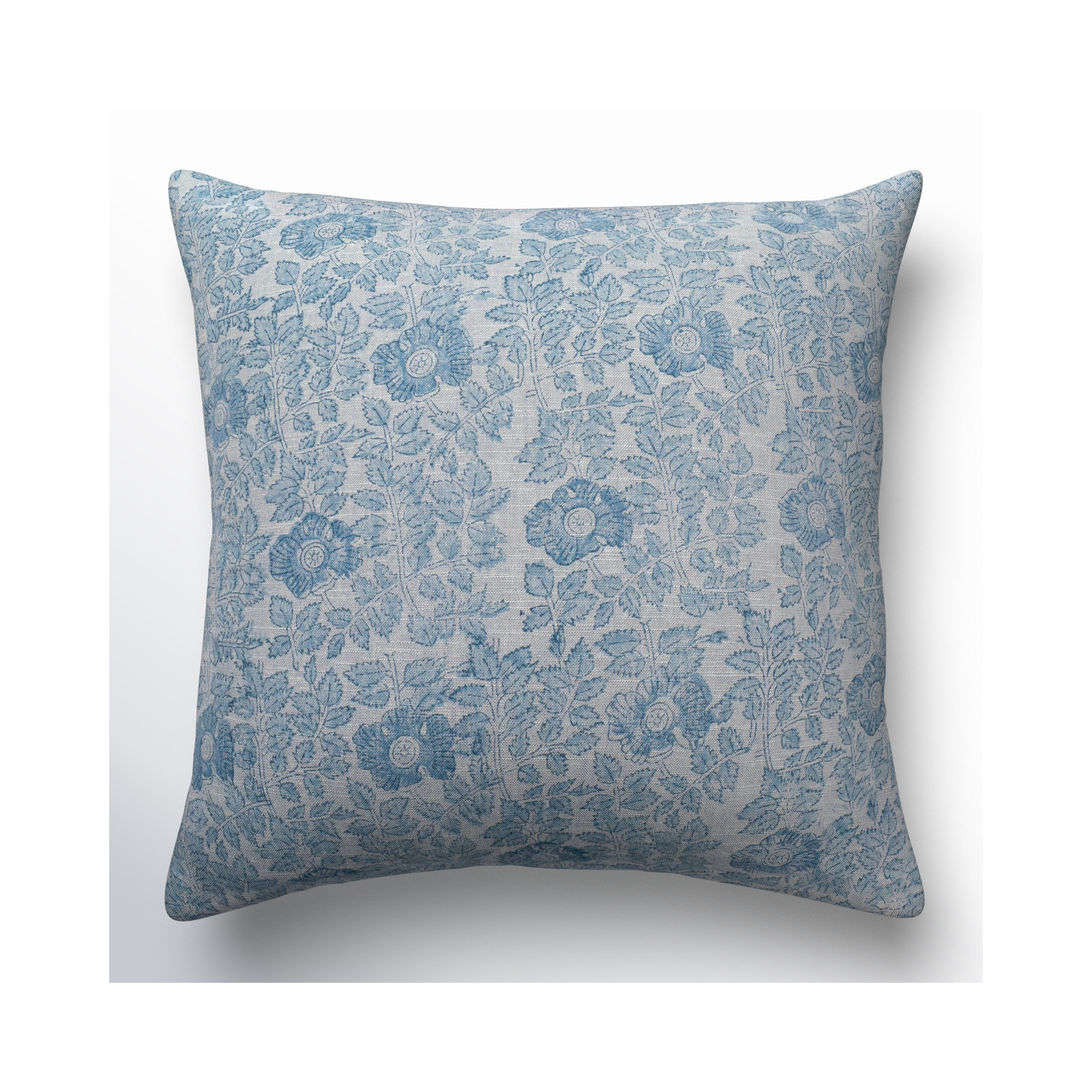 Tallie Floral Linen Pillow Cover, 22" x 22", Down
