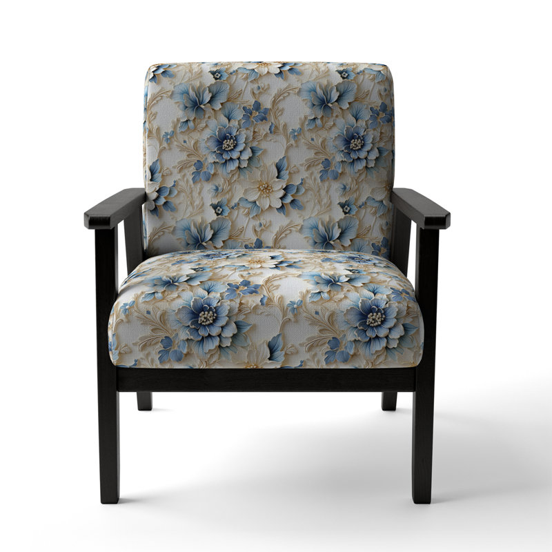 Fauteuil d'appoint rembourré blanc et bleu