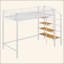 Structure de lit mezzanine en métal avec tablette de rangement à grille supérieure et échelle de rangement latérale à 4 niveaux, lit surélevé contemporain peu encombrant pour la chambre à coucher-119739502