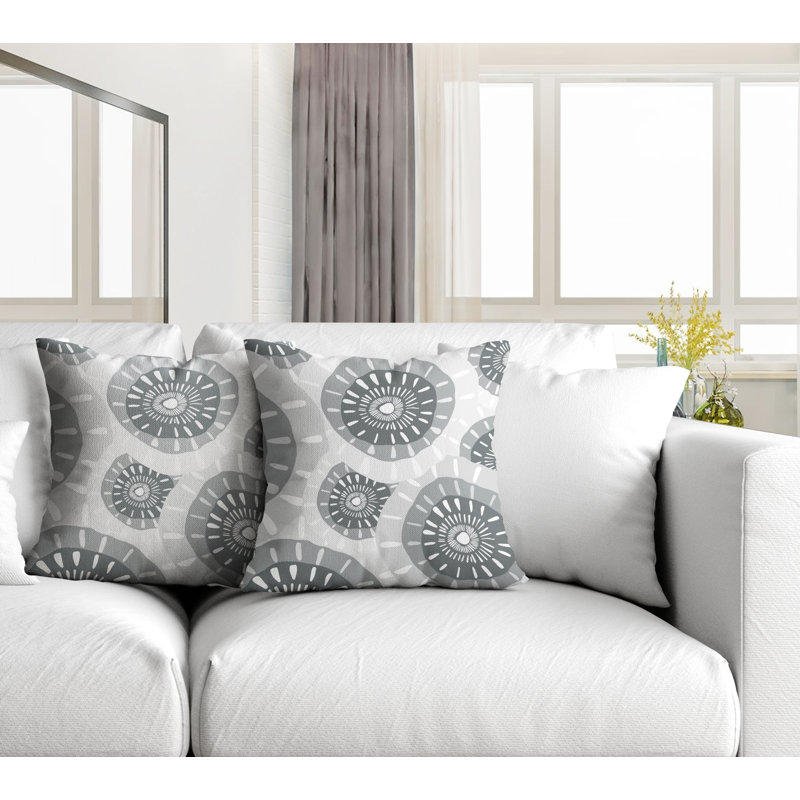 Coussin décoratif intérieur / extérieur, L 19 po x H 19 po, Gris