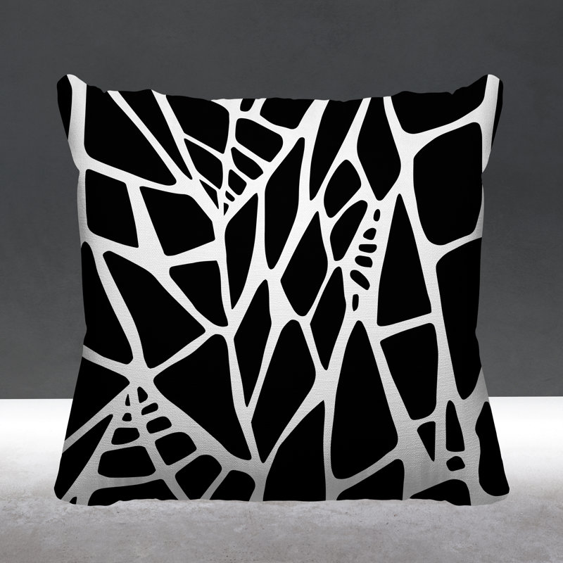 Coussin intérieur / extérieur Rodman Tribal Abstract, L 17 po x H 17 po, Noir