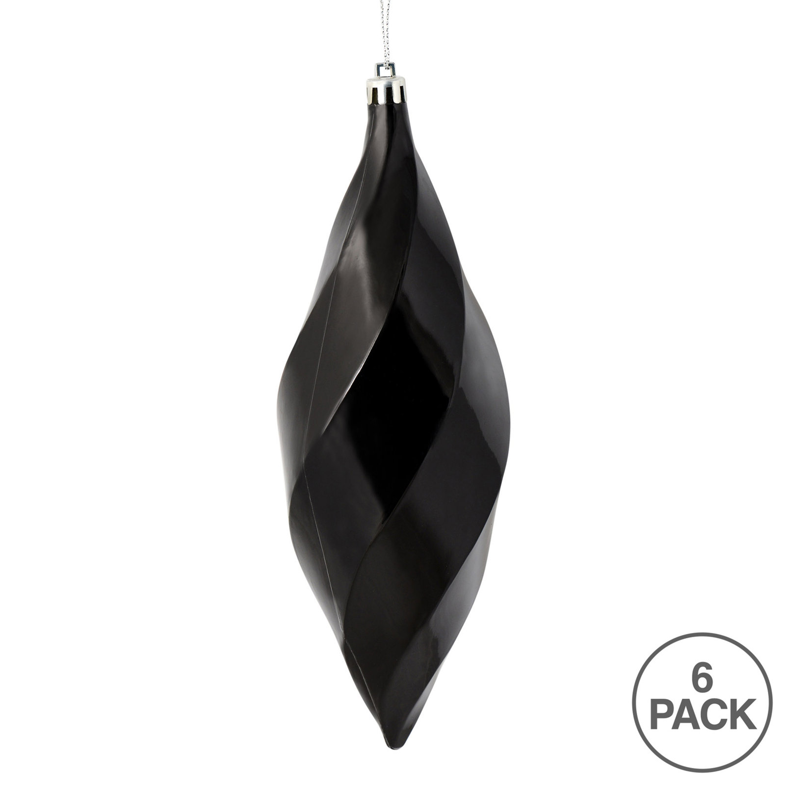 8" Swirl Finial Ornament, Black Shiny