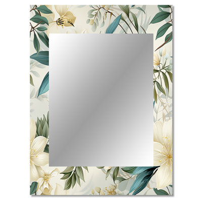 Zheljo Serene Botanics Tropical Pattern - tropical  Decorative Mirror, Botanical, Floral Wall Mirror, Printed Metal Art
