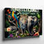 Reproduction d'art sur toile, "Collage éclatant et éclatant" avec art mural dense scène de jungle vivante avec une faune diversifiée-30036962