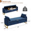 Banc de rangement rembourré de 66 po de hauteur avec des pieds dorés, une poche pour accoudoirs et 2 coussins-346524064-343922331