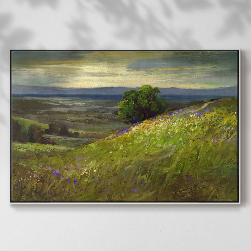 «Path Up Windy Hill», peinture sur toile encadrée, Cadre blanc, H 27 po x l 41 po x P 2 po