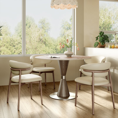 39"/43" Round Dining Table And Chairs Set For 2-4, Breakfast Nook Kitchen