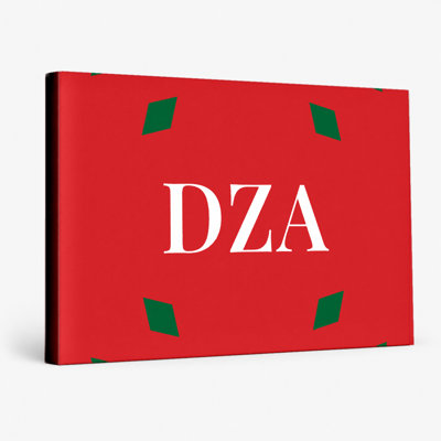 Algeria World Flag Luxury Diamond Monogram — Green Red White — Canvas Wall Art