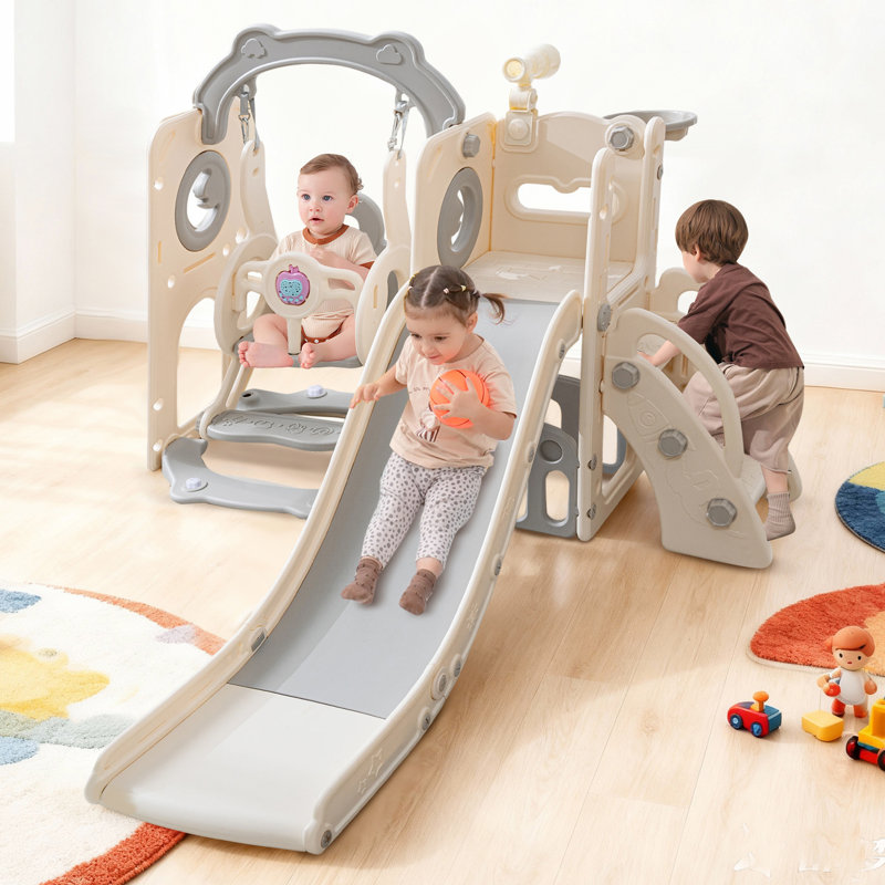 Glissoire pour enfants 8 en 1 pour tout-petits, ensemble de jeu pour tout-petits avec panier de basketball, grimpeur et espace de rangement