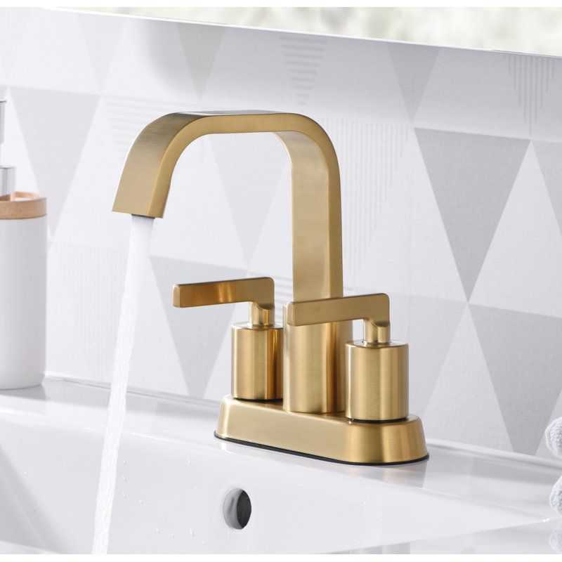 Dayani Two-Handle Centerset Bathroom Faucet with Drain Assembly - Brushed Gold, Brushed Gold