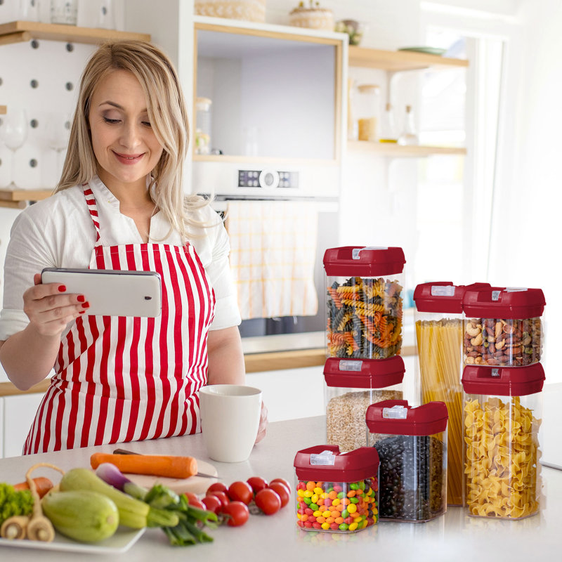 Ensemble de 7 contenants alimentaires, Rouge