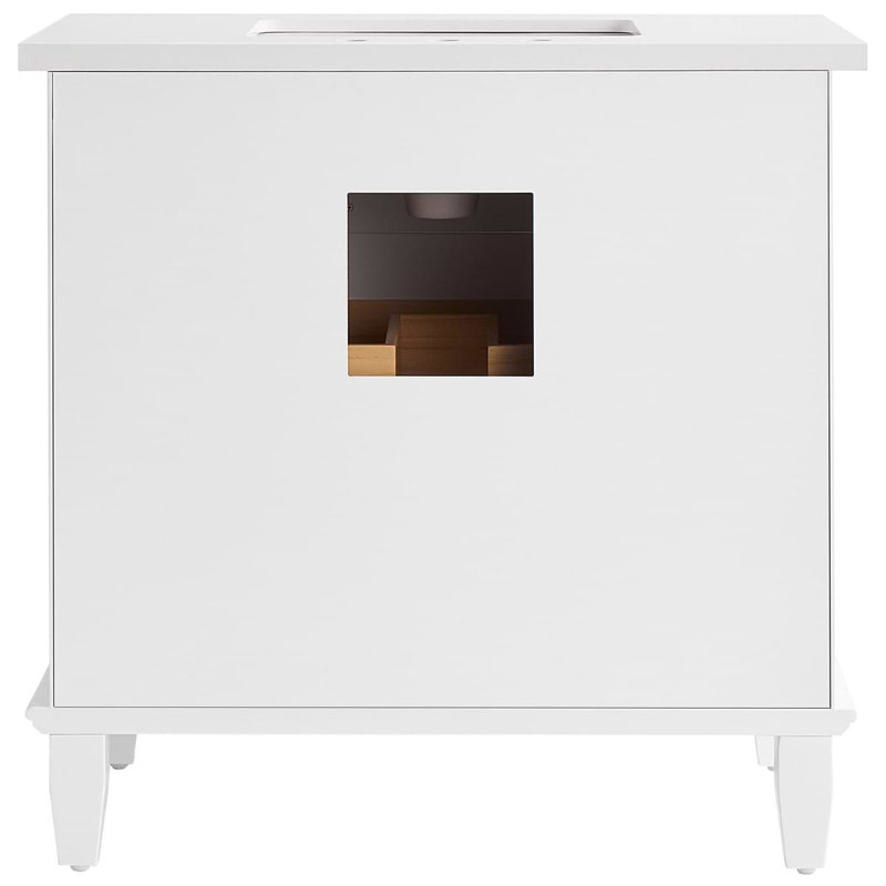 Nora 24" Freestanding Standard Single Bathroom Vanity with Top, White, 36", White Quartz