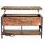 Table basse relevable rectangulaire de 100 cm avec poches de rangement supplémentaires, table basse réversible avec multiprise, ports USB et éclairage d'ambiance pour le salon, brun-101811069