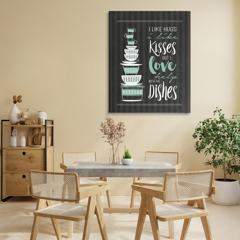 Toile Love Love avec vaisselle, design par lettré et doublé, H 30 po x l 24 po