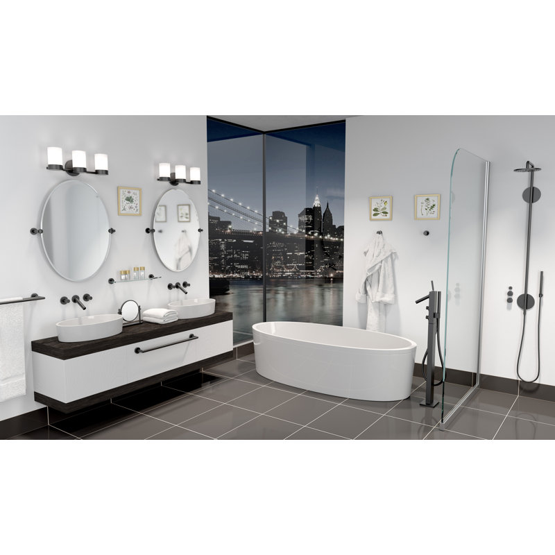 Miroir mural Glam Miroir de coiffeuse pivotant et biseauté, H 25 po x l 23,63 po, Noir mat