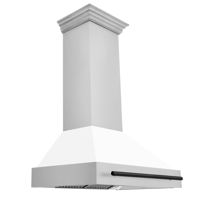 Hotte murale à conduit 36 pouces 700 CFM, Blanc mat / noir mat