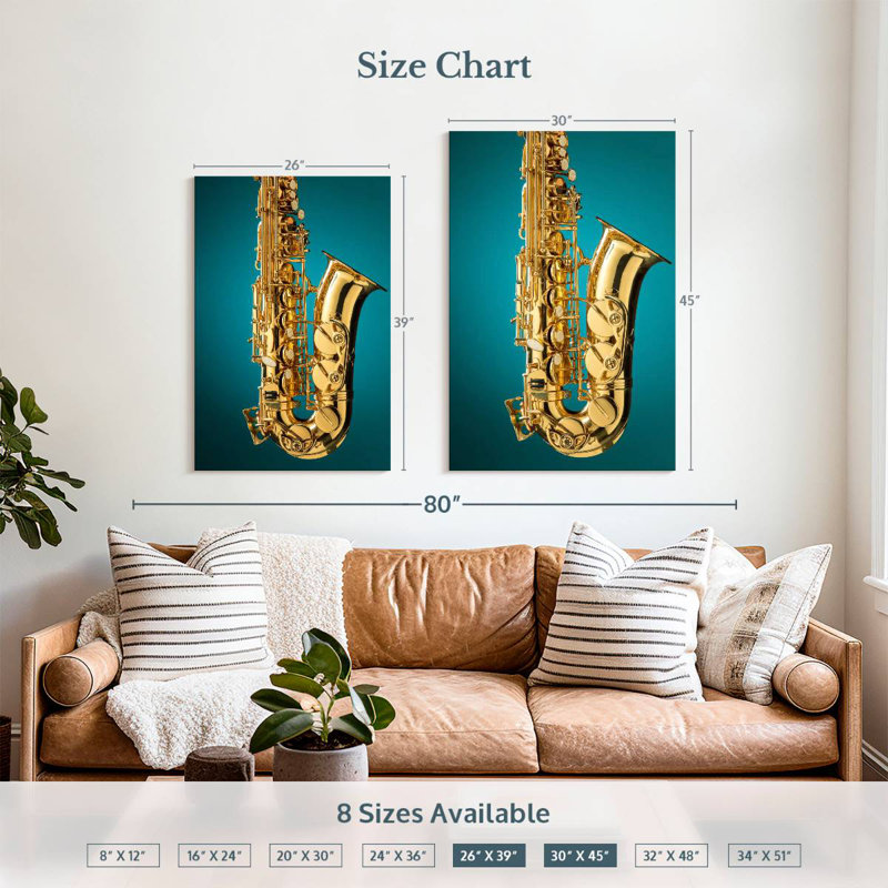 Abarca Golden Alto Saxophone, H 39 po x l 26 po