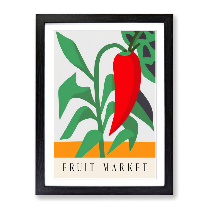 Fruit Market Exhibition Red Chili Pepper Vol.6 - Single Picture Frame Print on Wood, 34cm H x 25cm W x 2cm D