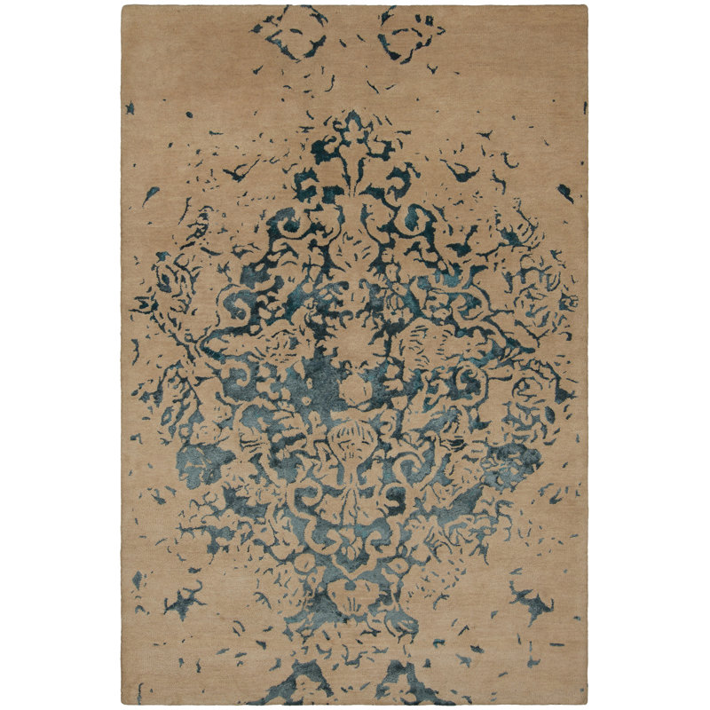 Tapis brun clair / bleu sarcelle à motif Donielle