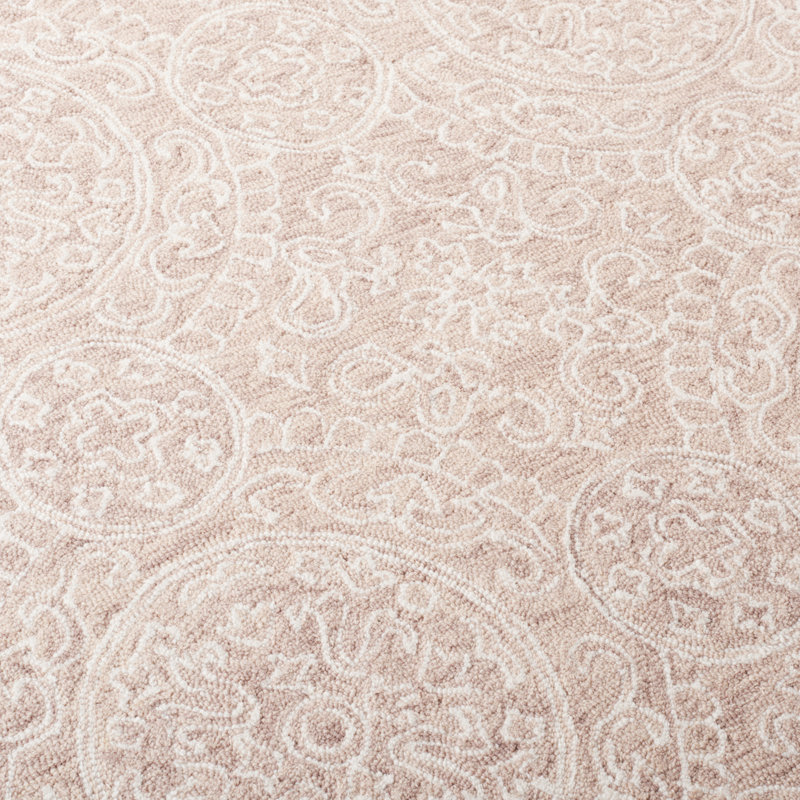 Tapis beige / ivoire touffeté à la main Damask, Rectangle de 5 pi x 8 pi