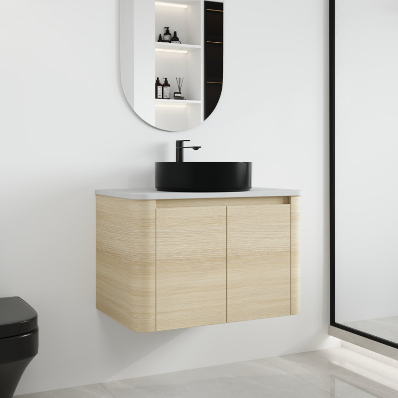 Ensemble de meuble-lavabo simple 30 po avec lavabo en céramique Varnby, ensemble de meuble-lavabo simple 30 po avec plateau en pierre reconstituée
