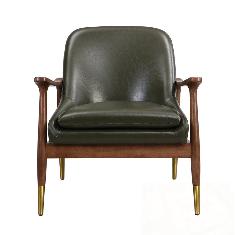 Chaise d'appoint en similicuir avec assise rembourrée, Vert