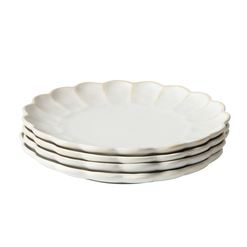 Bloomhouse - Sélection d'Oprah Winfrey à deux reprises - Assiettes plates de 27,3 cm (10,75 pouces) - Service de 4 assiettes - Décor de pétoncles