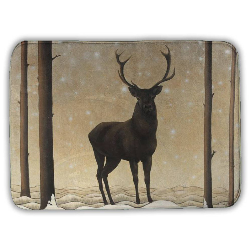 Roe deer in winter Bath Mat with Non-Slip Backing - Quick Dry Memory Foam Bathroom Rug - Absorbent - Modern Plush Spa-Style - Machine Washable